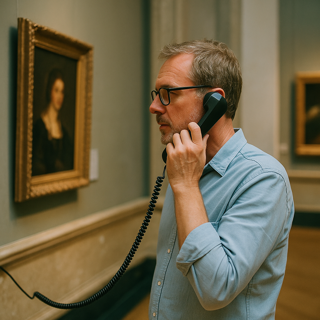 Outdated audio handset in museum